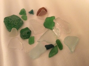 We collected a few handfuls of sea glass in about three minutes in Croatia.