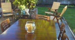 Outdoor dining costs $45: this is the first Do-It-Yourself projects we did.